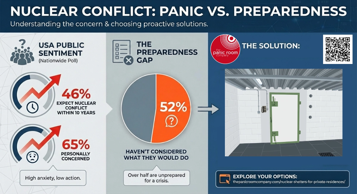 Infographic showing USA vies on nuclear war and nuclear bunkers